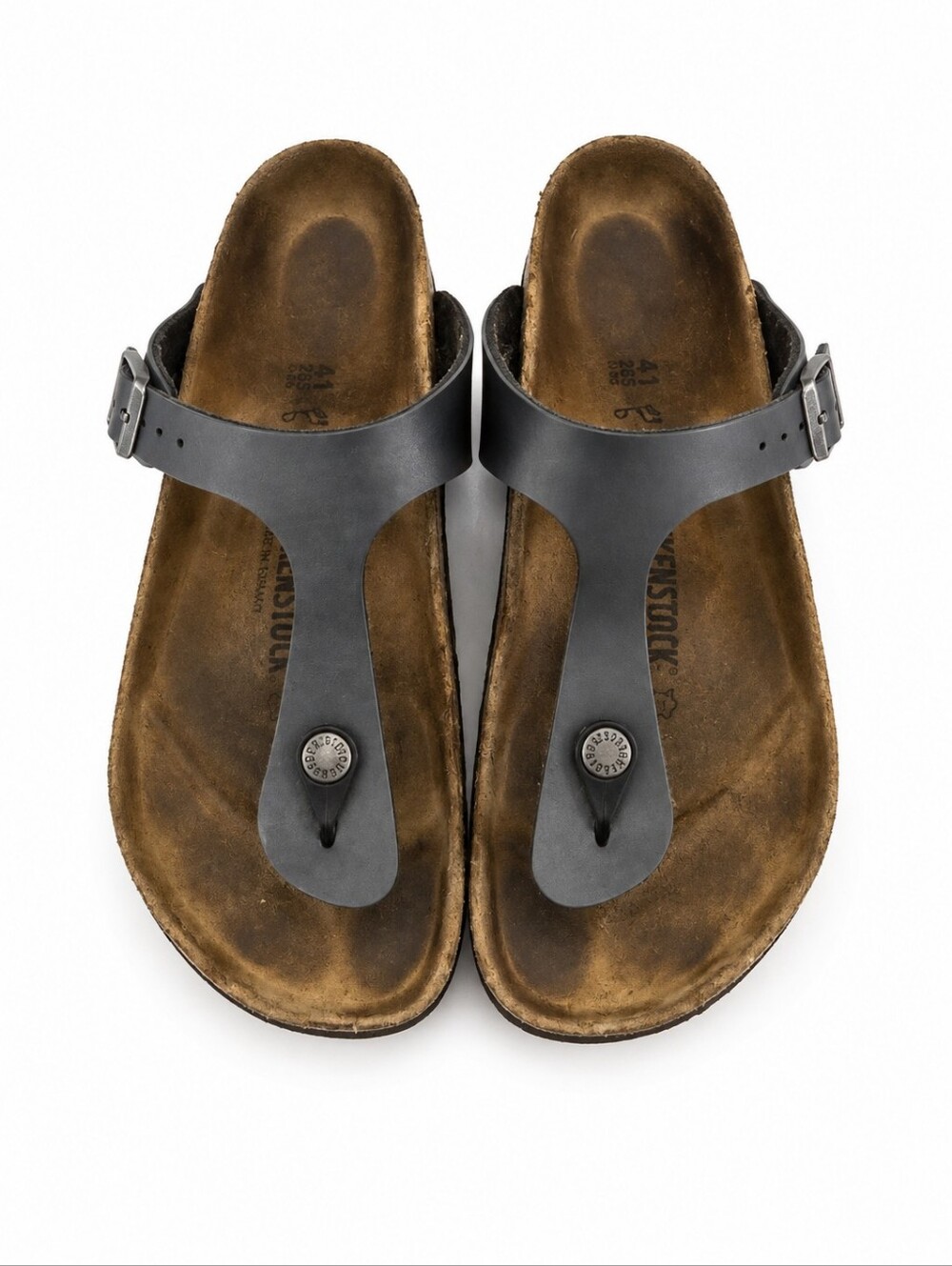 Birkenstock Men's Gizeh Gray Leather Thong Sandals